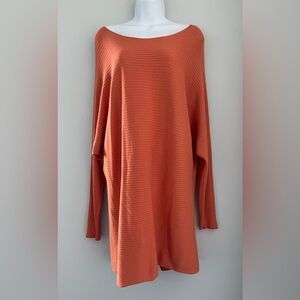 Lafayette 148 New York wide Neck Sweater in Warm Orange quiet luxury